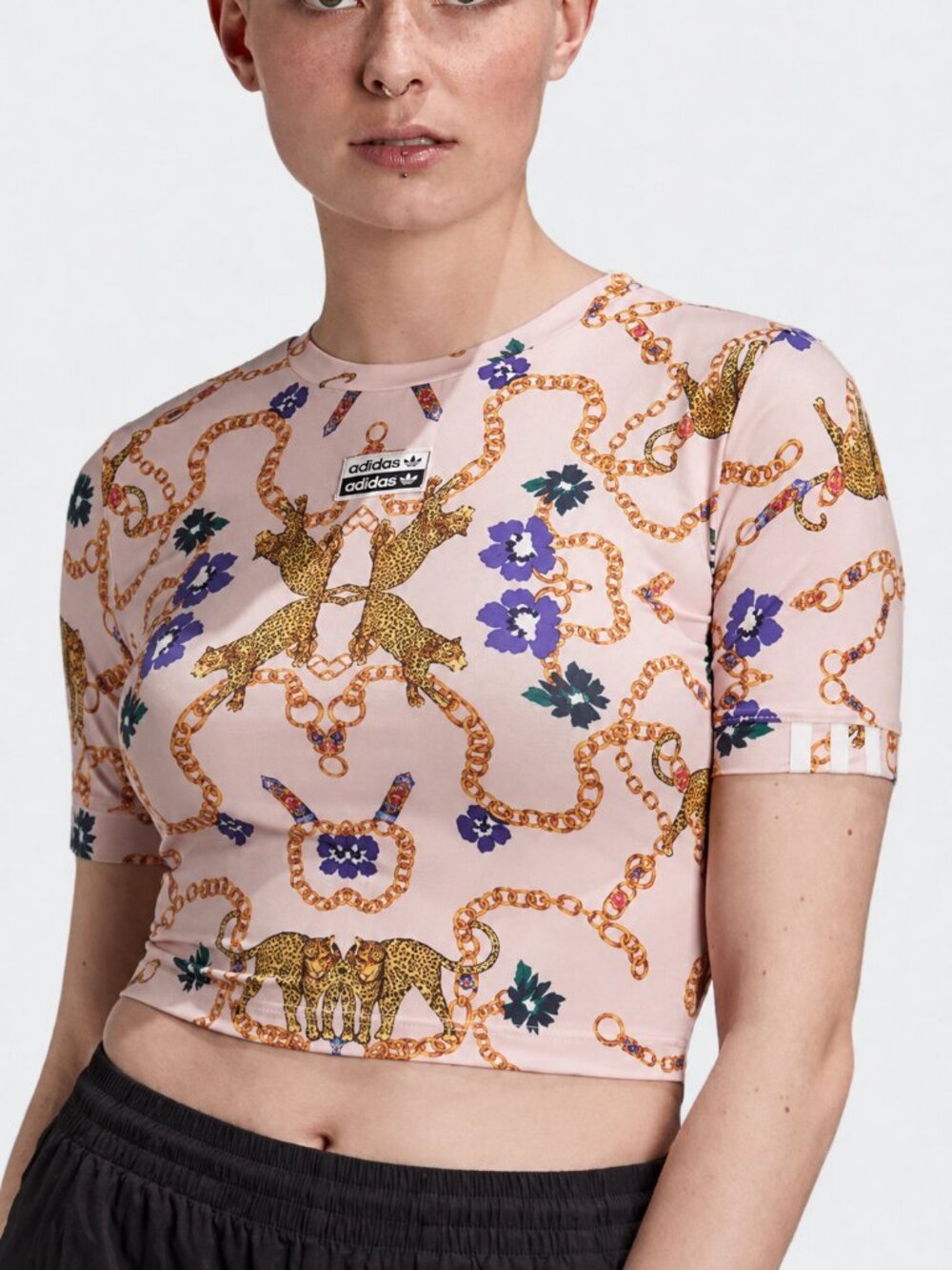 Adidas x Her Studio London NEW Animal Print Crop Performance Top SZ XXS Sporty